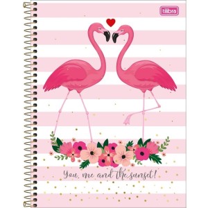CADERNO UNIVERSITÁRIO CAPA DURA 80FLS ALOHA FLAMINGO TILIBRA