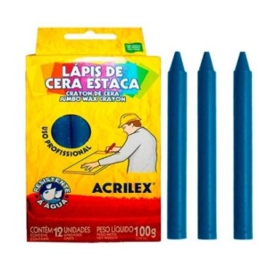 LÁPIS DE CERA ESTACA AZUL TURQUESA 501 COM 12 UNIDADES ACRILEX