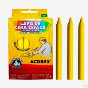 LAPIS ESTACA 504 AMARELO C/12 ACRILEX
