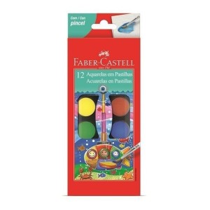 AQUARELA PASTILHA 12 CORES FABER CASTELL