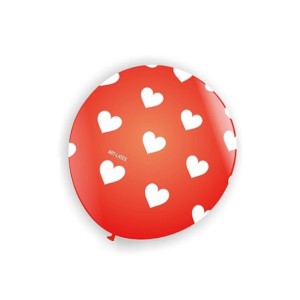 BEXIGA Nº11 CORAÇÃO VERMELHO/BRANCO C/25 UNIDADES ART-LATEX