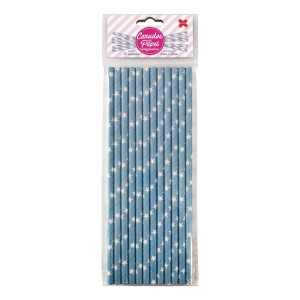 CANUDO DE PAPEL AZUL E BRANCO - ESTRELINHAS 6MMx200MM C/12 UNIDADES 4334 MAKE