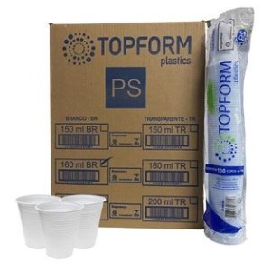 COPO PLÁSTICO DESCARTÁVEL DE 180 ML CAIXA COM 2500 UNIDADES TOPFORM