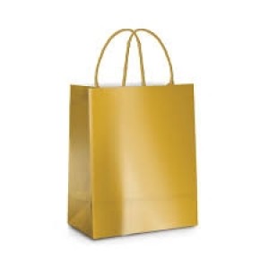 SACOLA DE PAPEL PARA PRESENTE MÉDIA DOURADA CROMUS