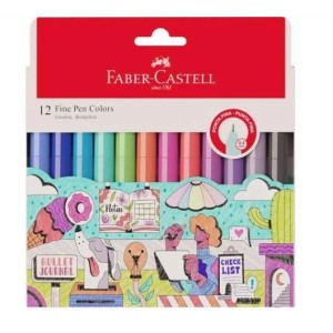 CANETA HIDROGRÁFICA 0.4 FINE PEN 12 CORES FABER CASTELL