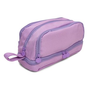 ESTOJO TECIDO MÉDIO 4 DIVISÕES LILÁS PASTEL POLIBRAS