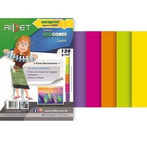 BLOCO ECOCORES A4 120G 25FLS 5 CORES LUMI NOVAPRINT