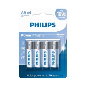 PILHA PEQUENA ALCALINA AA C/4 UNIDADES PHILIPS