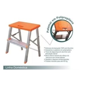 BANQUETA DE ALUMÍNIO 2 DEGRAUS ALT.42CM ABERTA/58CM FECHADA BAQ002 ÁGATA