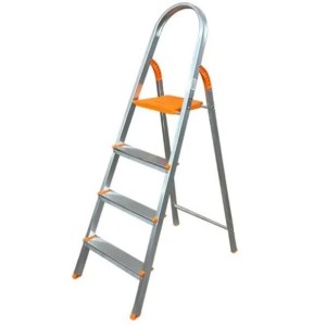 ESCADA DE ALUMÍNIO DOMÉSTICA 4 DEGRAUS PATAMAR 89CM EDS004 ÁGATA