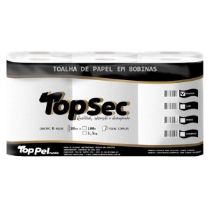 PAPEL TOALHA BOBINA PREMIUM 20CMX200MTS 6RLS 100% CELULOSE TOPPEL