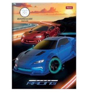 CADERNO 40FLS 1,0x1,0 QUADRICULADO COLEGIAL CAPA DURA BROCHURA CROSS RACING FORONI