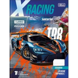 CADERNO 40FLS CALIGRAFIA COLEGIAL CAPA DURA BROCHURA X-RACING TILIBRA