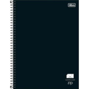 CADERNO 80FLS 1,0x1,0 QUADRICULADO UNIVERSITÁRIO CAPA DURA ESPIRAL ZIP PRETO TILIBRA