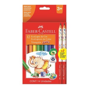LÁPIS DE COR 12 CORES JUMBO TRIANGULAR REF.125012+2 FABER CASTELL